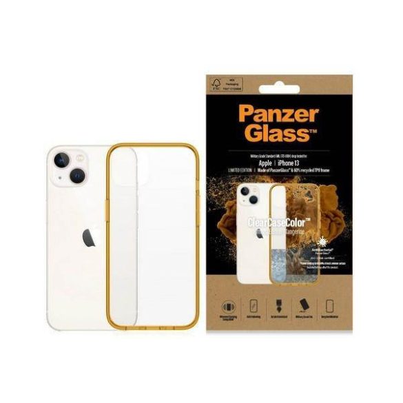 PanzerGlass ClearCase iPhone 13 / 14 / 15 6,1" antibakteriális ütésálló tok mandarin