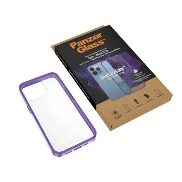 PanzerGlass ClearCase iPhone 13 Pro 6.1" antibakteriális ütésálló lila tok