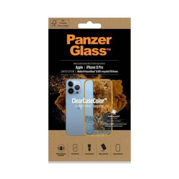 PanzerGlass ClearCase iPhone 13 Pro 6.1" antibakteriális ütésálló narancs tok
