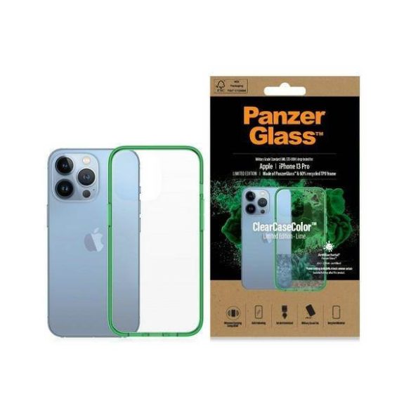 PanzerGlass ClearCase iPhone 13 Pro 6.1" antibakteriális ütésálló sárgászöld tok