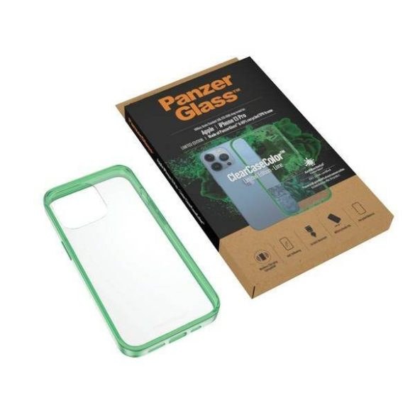 PanzerGlass ClearCase iPhone 13 Pro 6.1" antibakteriális ütésálló sárgászöld tok