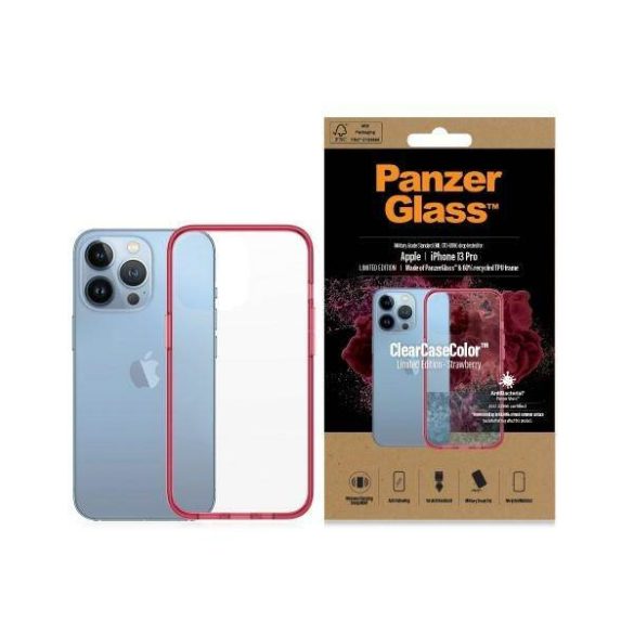 PanzerGlass ClearCase iPhone 13 Pro 6,1" antibakteriális ütésálló piros tok