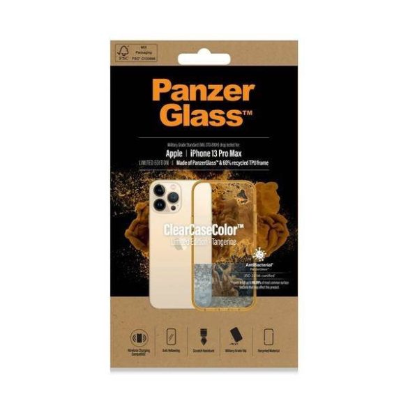 PanzerGlass ClearCase iPhone 13 Pro Max 6.7" antibakteriális ütésálló narancs tok