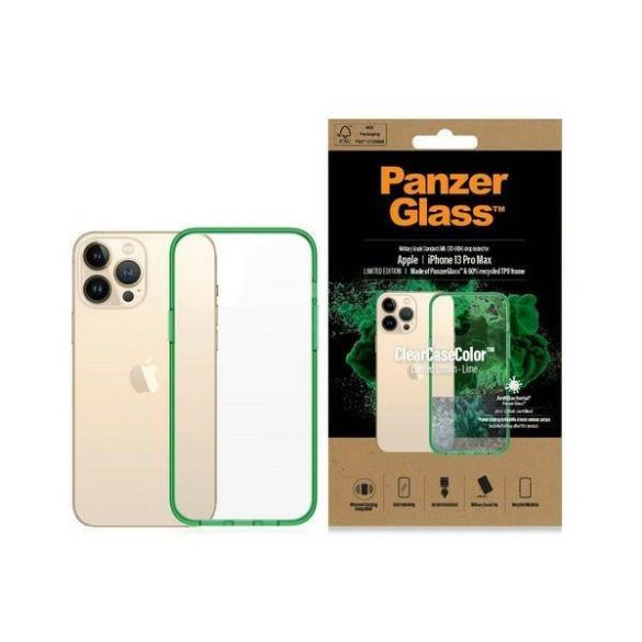 PanzerGlass ClearCase iPhone 13 Pro Max 6.7" antibakteriális ütésálló sárgászöld tok