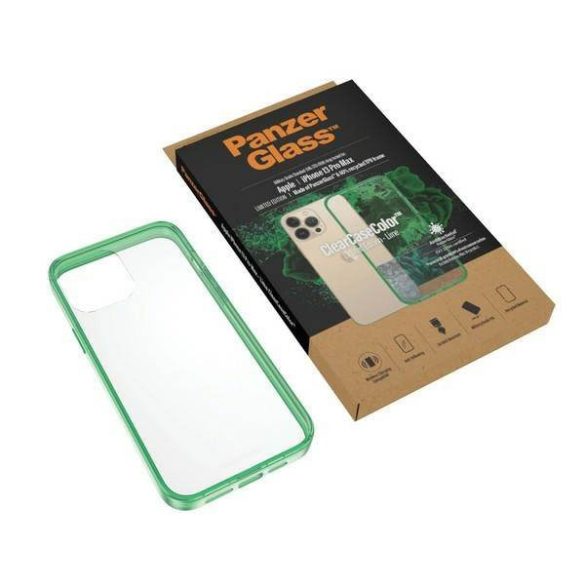 PanzerGlass ClearCase iPhone 13 Pro Max 6.7" antibakteriális ütésálló sárgászöld tok