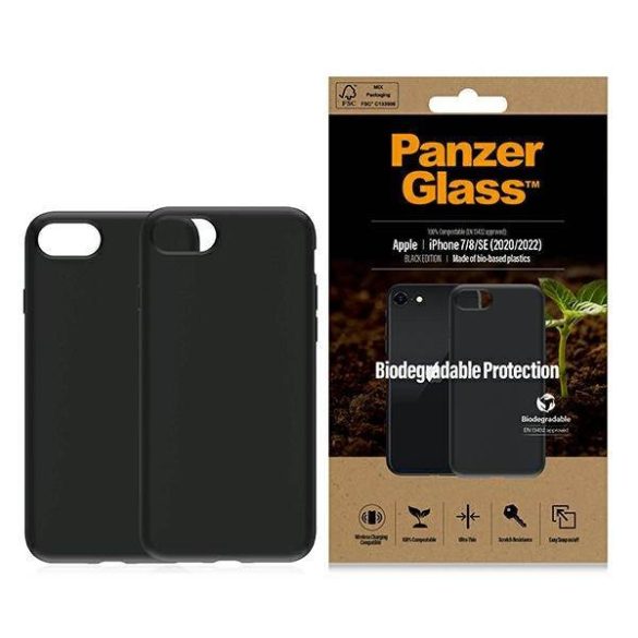 PanzerGlass biológiailag lebomló tok iPhone SE 2022 / SE 2020 / 7 / 8 fekete