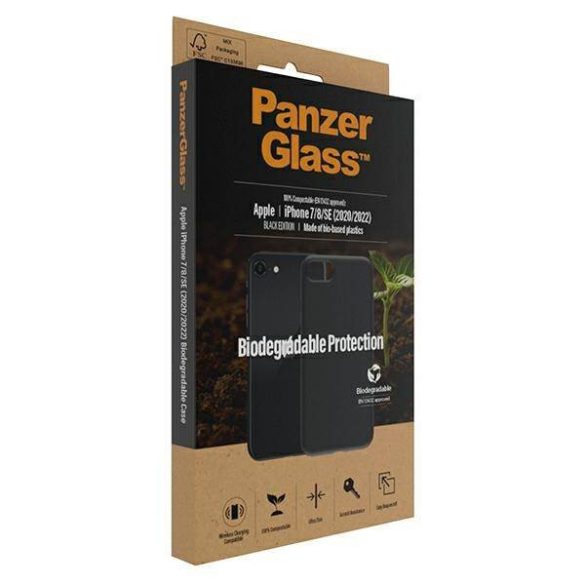 PanzerGlass biológiailag lebomló tok iPhone SE 2022 / SE 2020 / 7 / 8 fekete