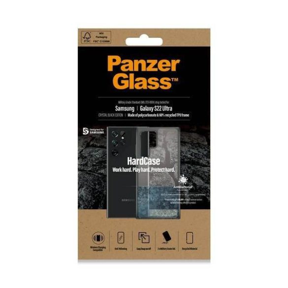 PanzerGlass keménytok Samsung S22 Ultra G908 antibakteriális ütésálló átlátszó tok