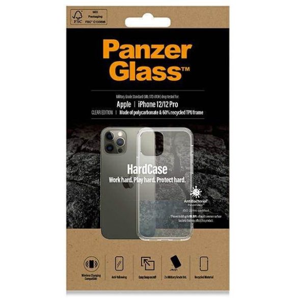 PanzerGlass ClearCase iPhone 12/12 Pro antibakteriális ütésálló átlátszó tok