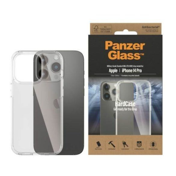 PanzerGlass keménytok iPhone 14 Pro 6,1" antibakteriális ütésálló átlátszó tok