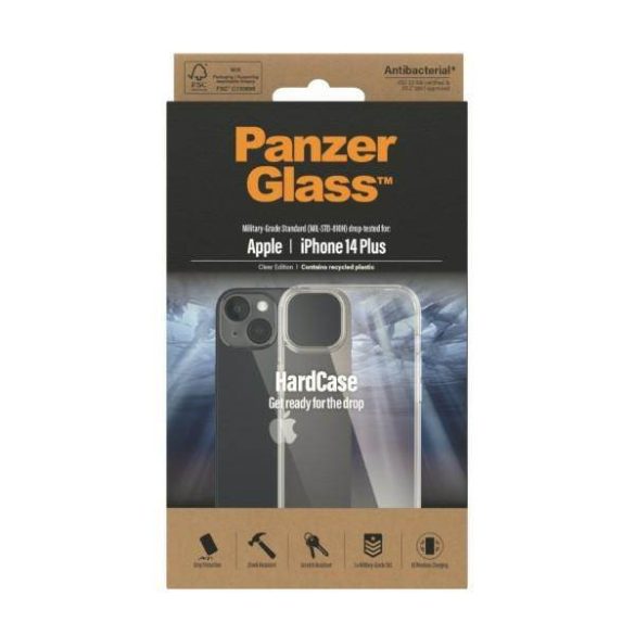 PanzerGlass keménytok iPhone 14 Plus / 15 Plus 6.7" antibakteriális ütésálló tok átlátszó