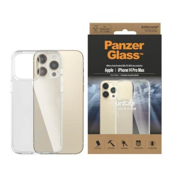 PanzerGlass keménytok iPhone 14 Pro Max 6,7" antibakteriális ütésálló átlátszó tok