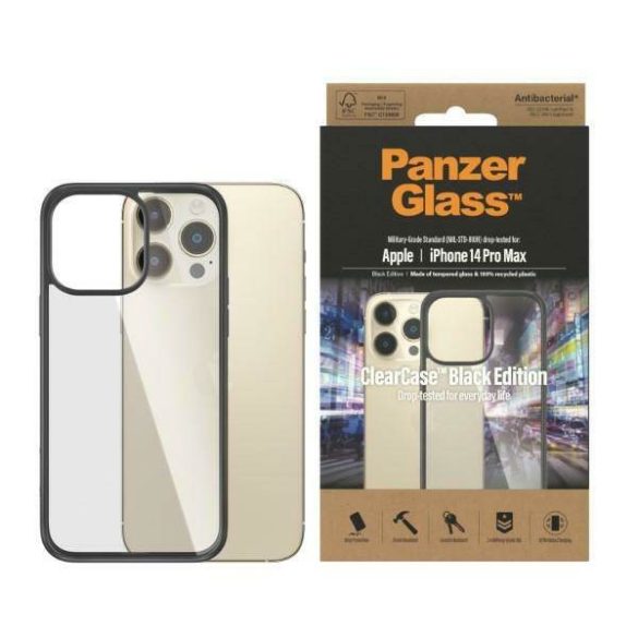PanzerGlass ClearCase iPhone 14 Pro Max 6,7" antibakteriális fekete tok