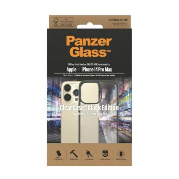 PanzerGlass ClearCase iPhone 14 Pro Max 6,7" antibakteriális fekete tok
