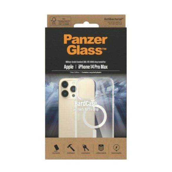 PanzerGlass keménytok iPhone 14 Pro Max 6,7" MagSafe antibakteriális ütésálló átlátszó tok