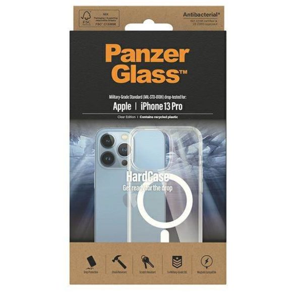 PanzerGlass keménytok iPhone 13 Pro 6,1" MagSafe antibakteriális ütésálló átlátszó tok