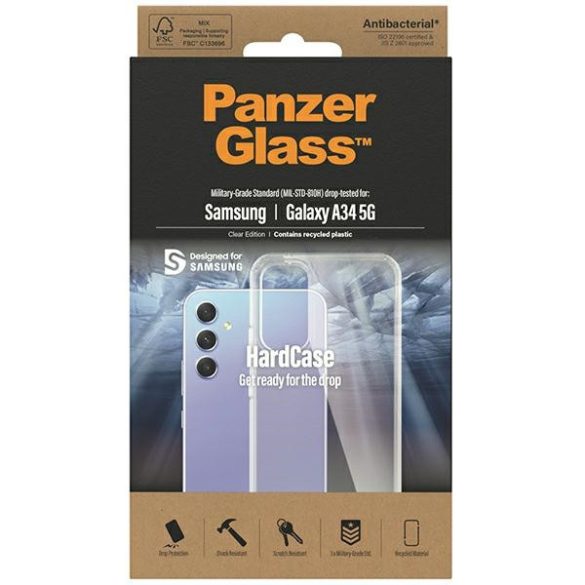 PanzerGlass HardCase Samsung A34 5G A346 Antibakteriális Katonai minőségű átlátszó 0444 tok