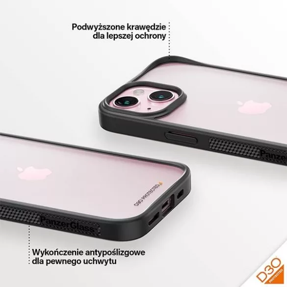PanzerGlass ClearCase tok iPhone 15 - fekete