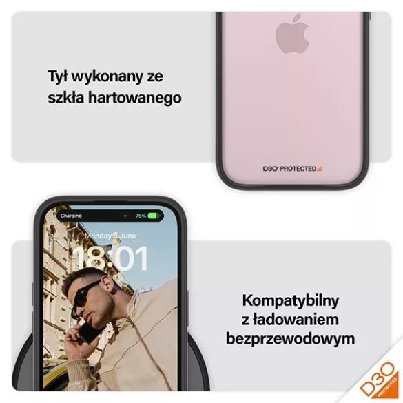 PanzerGlass ClearCase tok iPhone 15 - fekete