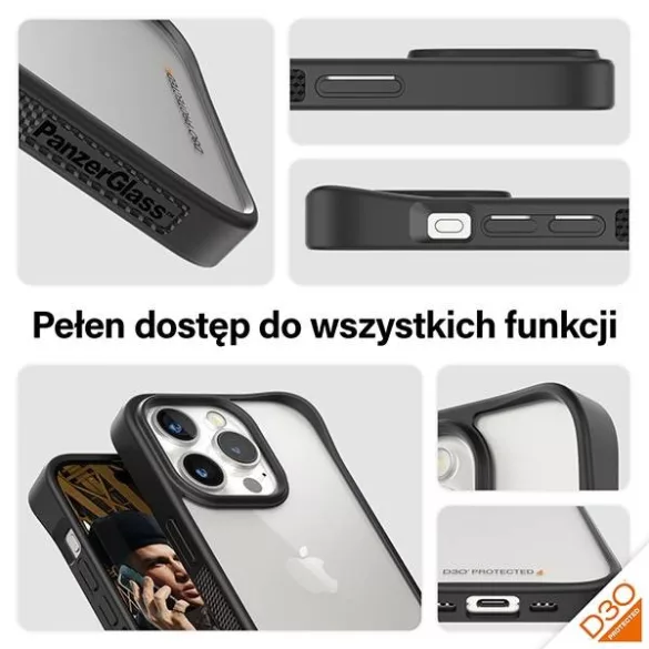 PanzerGlass ClearCase tok iPhone 15 Pro - fekete
