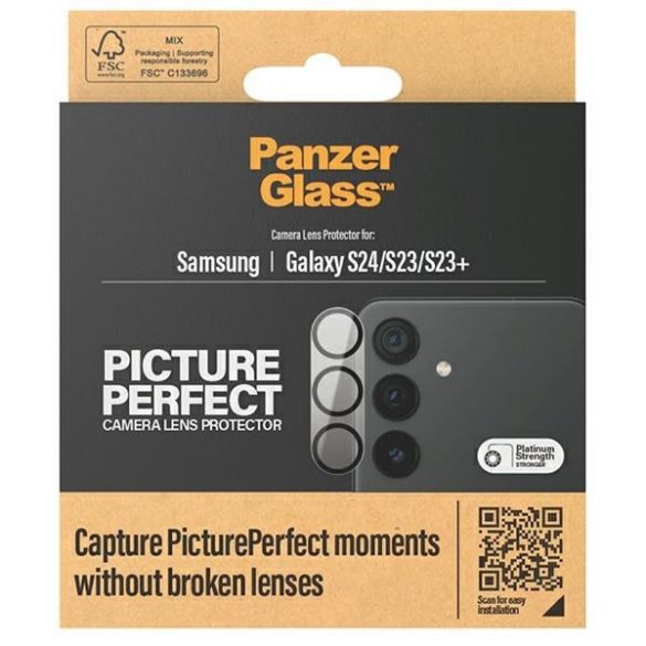 PanzerGlass Picture Perfect kamera lencse védő üvegfólia fekete szegéllyel Samsung Galaxy S24 / S23 / S23 Plus