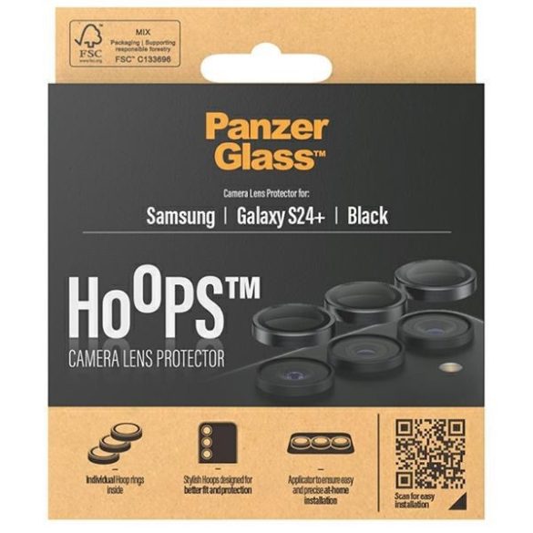 PanzerGlass Hoops Camera kamera lencse védő üvegfólia fekete szegéllyel Samsung Galaxy S24 Plus