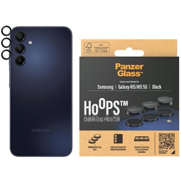 PanzerGlass Hoops Camera Samsung A15 / A15 5G fekete 1224 kamera lencsevédő fólia