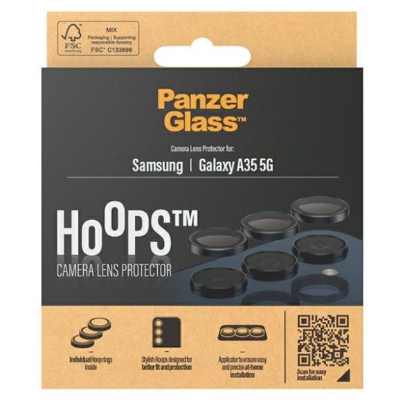 PanzerGlass Hoops kamera lencse védő fólia Samsung Galaxy A35 5G - fekete szegéllyel