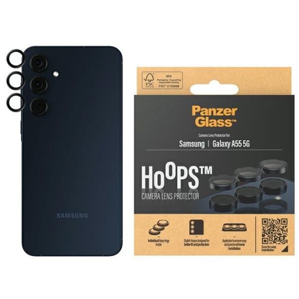 PanzerGlass Hoops kamera lencse védő fólia Samsung Galaxy A55 5G - fekete szegéllyel