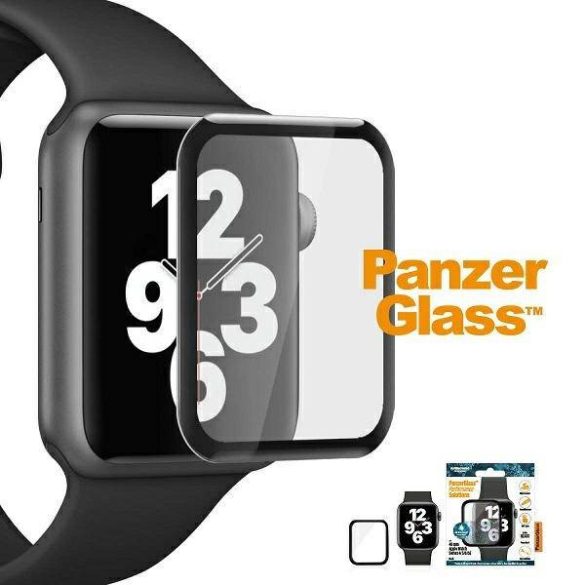 PanzerGlass lekerekített Apple Watch 4/5/6/SE 40mm antibakteriális fekete képernyővédő fólia