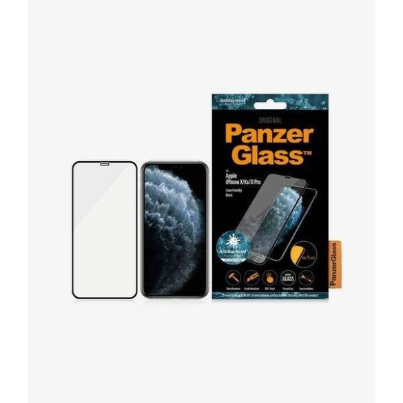 PanzerGlass E2E Super+ iPhone X/XS /11 Pro tokbarát fekete képernyővédő fólia