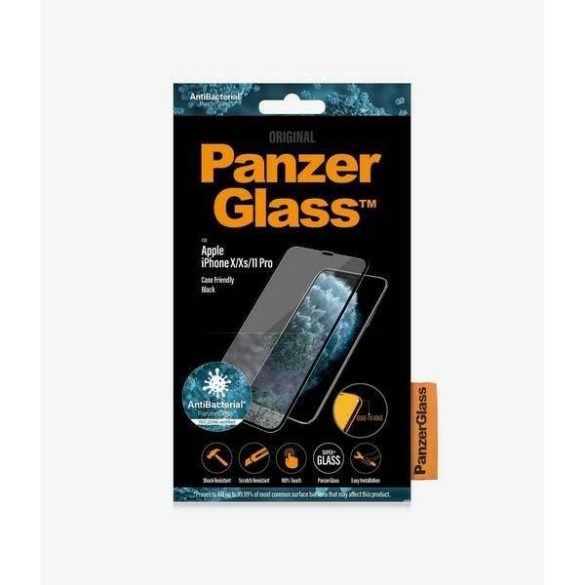 PanzerGlass E2E Super+ iPhone X/XS /11 Pro tokbarát fekete képernyővédő fólia