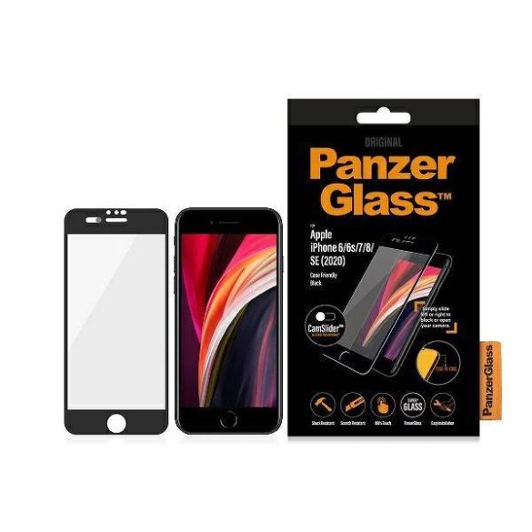 PanzerGlass E2E Super+ iPhone 6/6s/7/8 /SE 2020 / SE 2022 tokbarát CamSlider fekete képernyővédő fólia