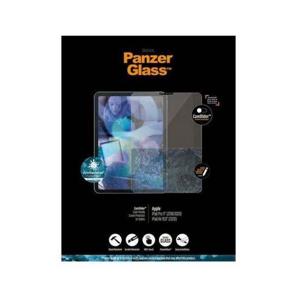 PanzerGlass Super+ iPad Pro 11" 2018 /2020/2021/iPad Air 2020 CamSlider tokbarát antibakteriális képernyővédő fólia