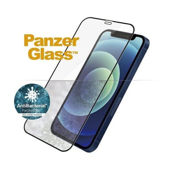 PanzerGlass E2E Super+ iPhone 12 Mini tokbarát antibakteriális mikrofraktúrás fekete képernyővédő fólia
