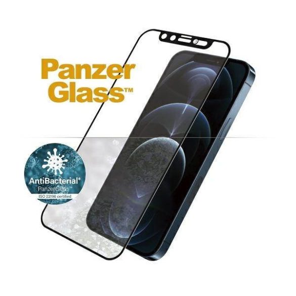 PanzerGlass E2E Microfracture iPhone 12 Pro Max 6,7" CamSlider Swarovsky tokbarát antibakteriális fekete képernyővédő fólia