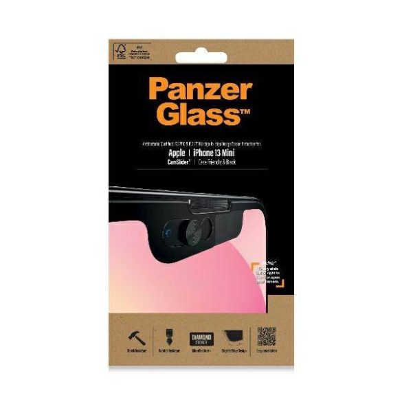 PanzerGlass E2E Microfracture iPhone 13 Mini 5,4" CamSlider tokbarát antibakteriális fekete képernyővédő fólia