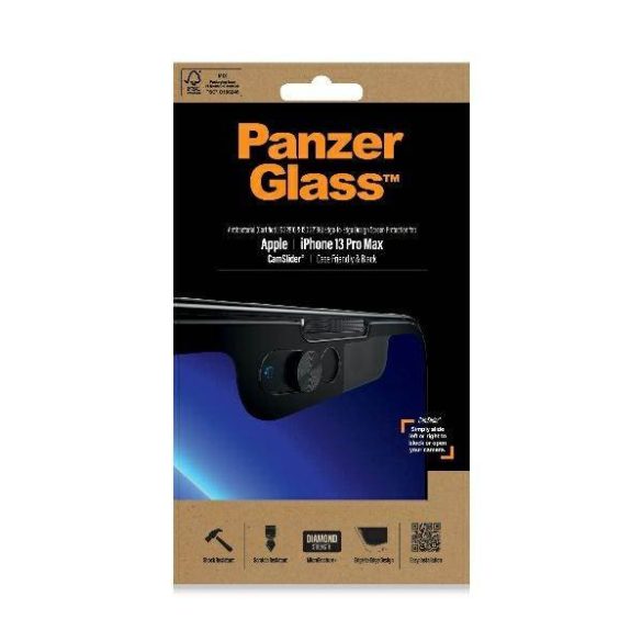 PanzerGlass E2E Microfracture iPhone 13 Pro Max 6,7" CamSlider tokbarát antibakteriális fekete képernyővédő fólia