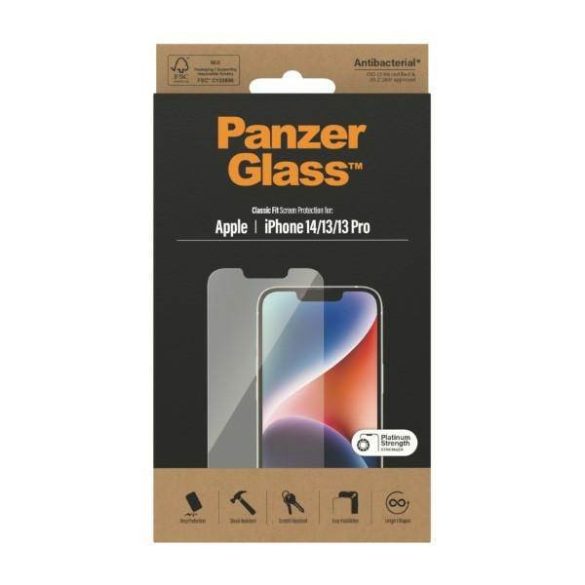 PanzerGlass Classic Fit iPhone 14 / 13 Pro / 13 6,1" Screen Protection antibakteriális képernyővédő fólia