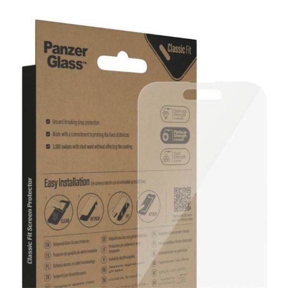 PanzerGlass Classic Fit iPhone 14 Pro 6,1" Screen Protection antibakteriális képernyővédő fólia