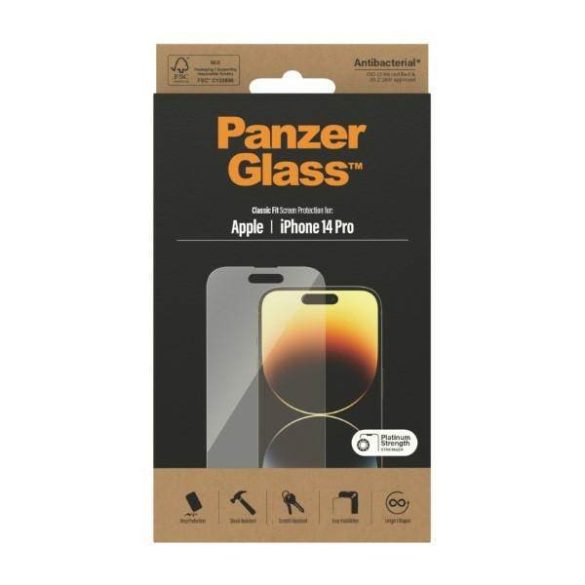 PanzerGlass Classic Fit iPhone 14 Pro 6,1" Screen Protection antibakteriális képernyővédő fólia