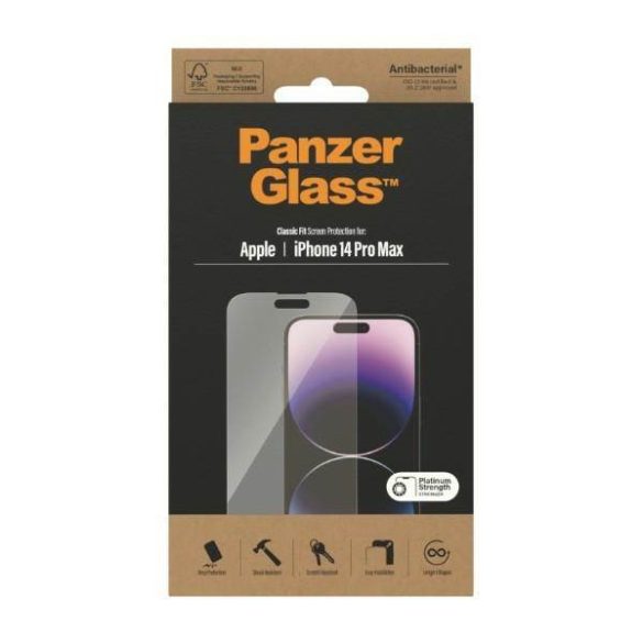 PanzerGlass Classic Fit iPhone 14 Pro Max 6,7" Screen Protection antibakteriális képernyővédő fólia