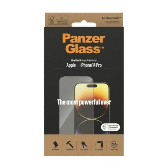 PanzerGlass Ultra-Wide Fit iPhone 14 Pro 6,1" antibakteriális képernyővédő fólia