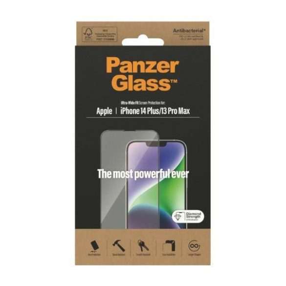 PanzerGlass Ultra-Wide Fit iPhone 14 Plus / 13 Pro Max 6,7" antibakteriális képernyővédő fólia