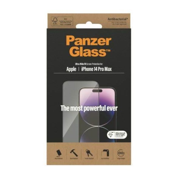 PanzerGlass Ultra-Wide Fit iPhone 14 Pro Max 6,7" antibakteriális képernyővédő fólia