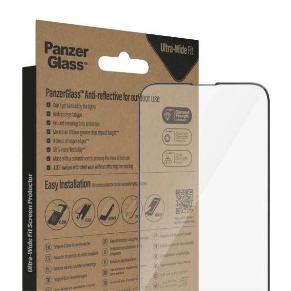PanzerGlass Ultra-Wide Fit iPhone 14 / 13 Pro / 13 6,1" Antireflexiós antibakteriális Easy Aligner képernyővédő fólia