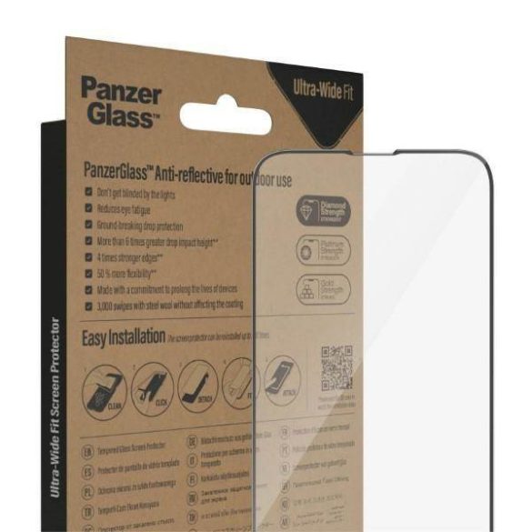 PanzerGlass Ultra-Wide Fit iPhone 14 Plus / 13 Pro Max 6,7" Antireflexiós antibakteriális Easy Aligner képernyővédő fólia