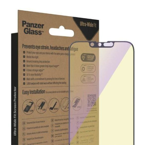 PanzerGlass Ultra-Wide Fit iPhone 14 / 13 Pro / 13 6,1" antibakteriális Easy Aligner Anti-blue light képernyővédő fólia