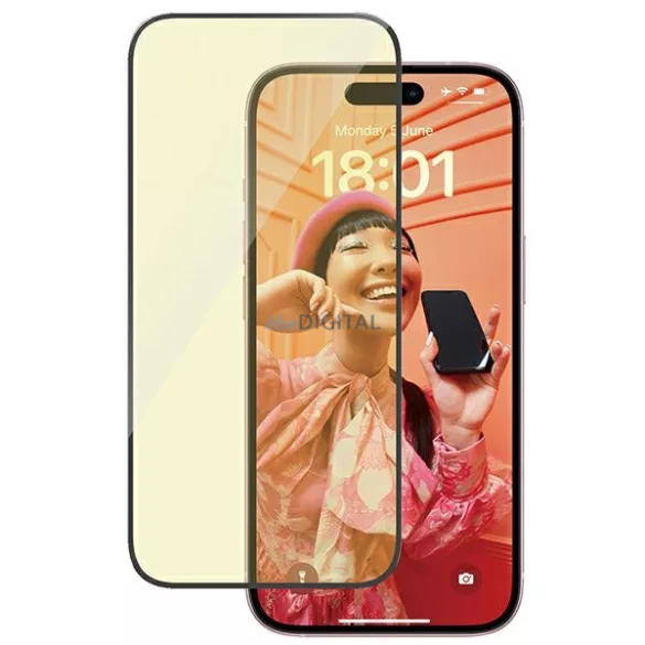 PanzerGlass Ultra-Wide Fit iPhone 156,1" 2 az 1-ben képernyővédő, tükröződésgátló + kékfény-szűrő, egyszerű beállító sablonnal együtt 2813