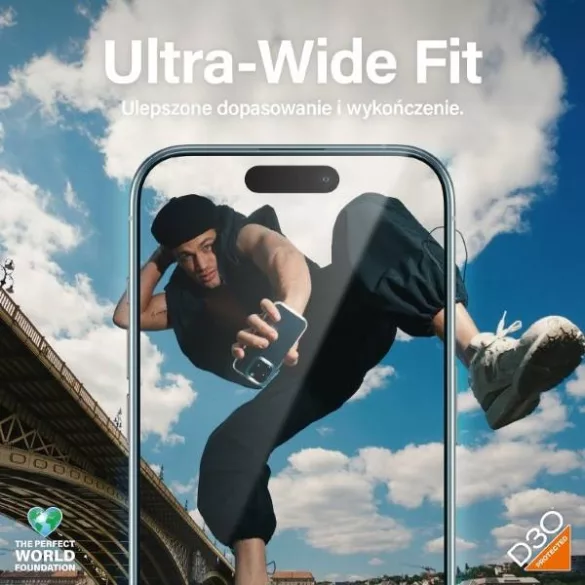 PanzerGlass Matrix D3O rPET hibrid üveg fekete szegéllyel felhelyezést segítő kerettel iPhone 15 Pro
